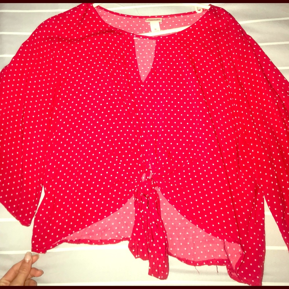 Polka dot red game day tie shirt